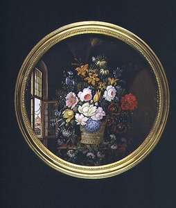 Açık Pencerenin Yanında Çiçekler by Leopold Brunner